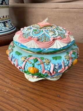 Disney Pastel Blue and Pink Cinderella Carriage Trinket Box